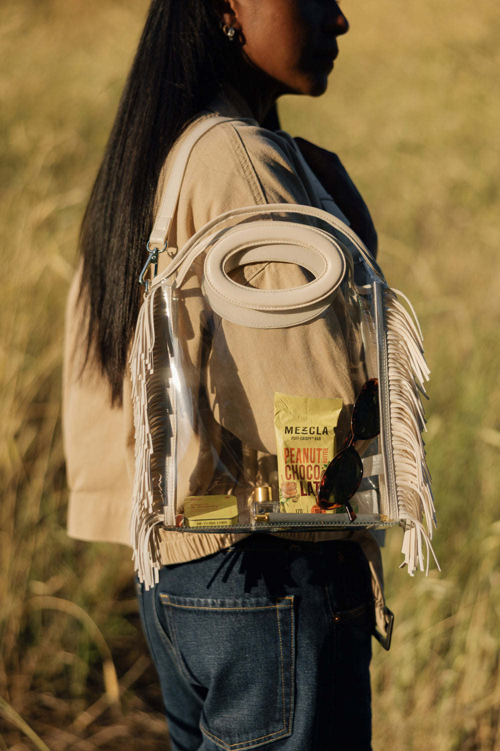 Clear Fringe Tote Bag