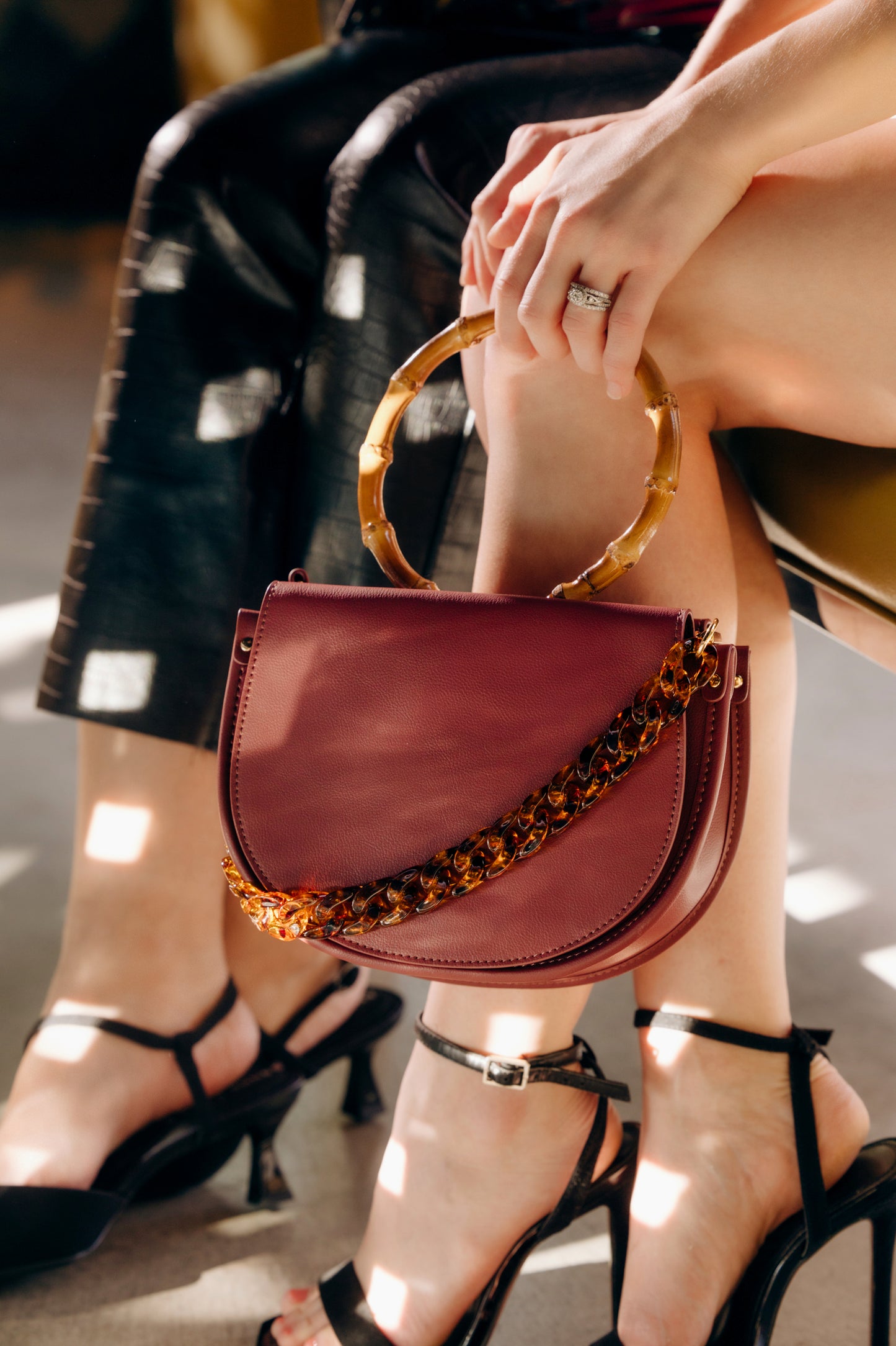 Burgundy Semi-Circle Crossbody Bag