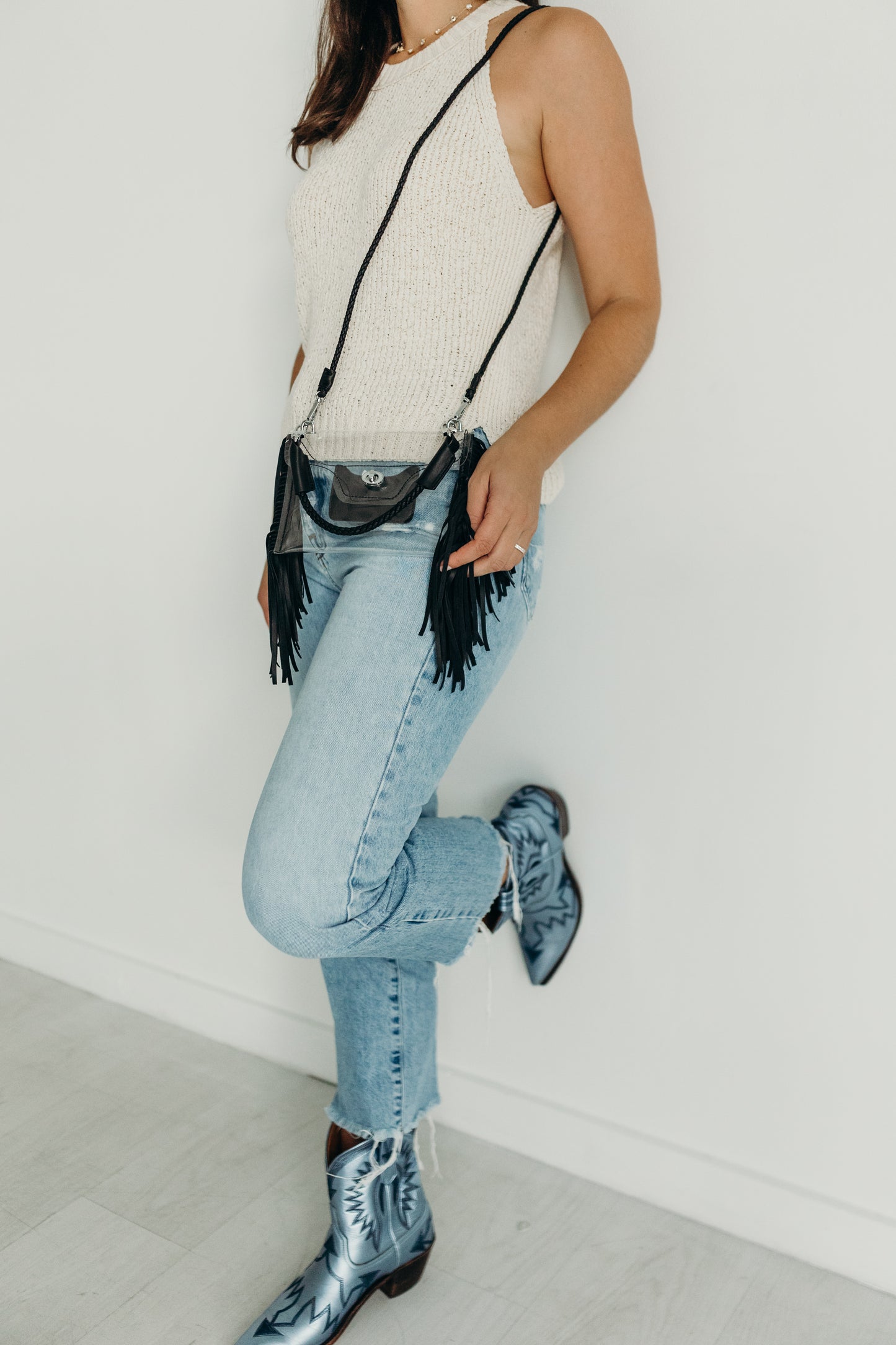 Clear Fringe Crossbody