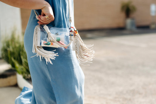 Clear handbag with fringe details 