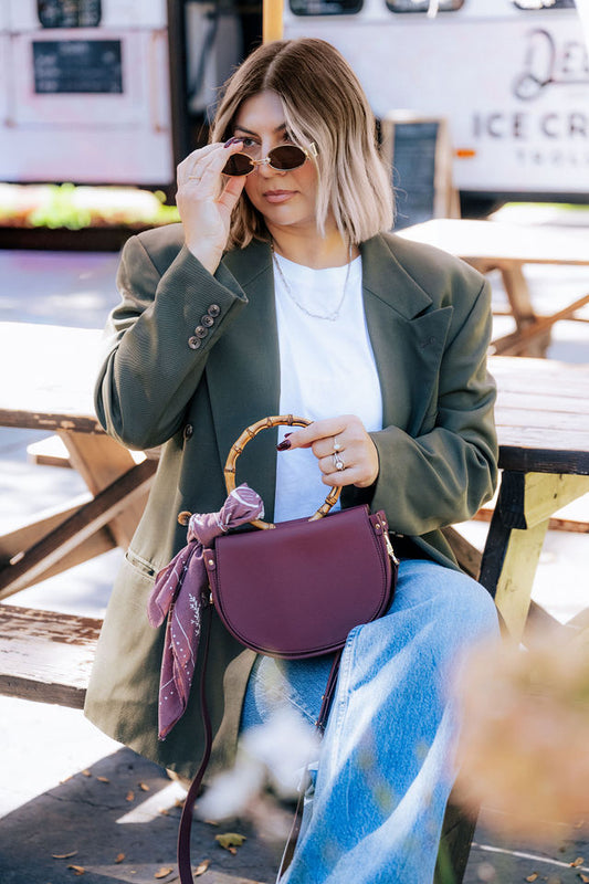Burgundy Semi-Circle Crossbody Bag