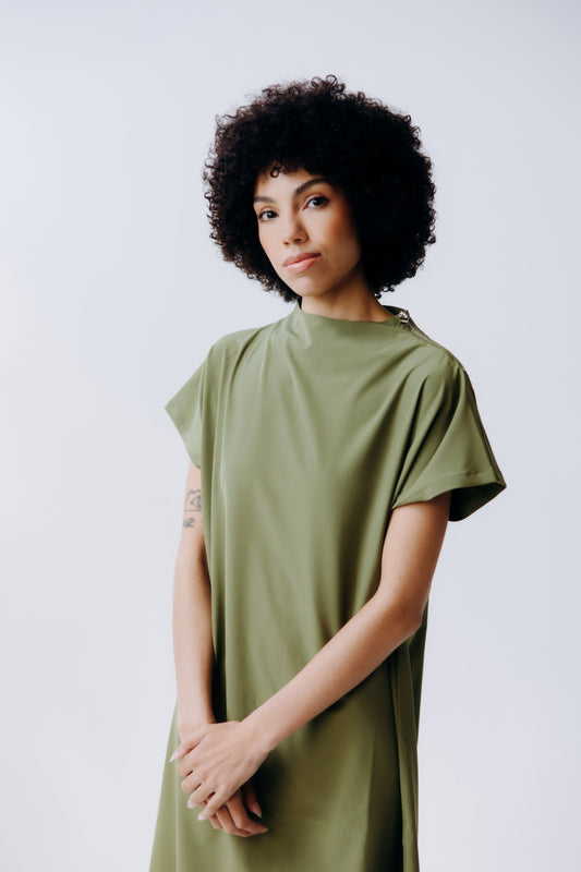 Mock Neck Shoulder Zip Dress - Margo Paige