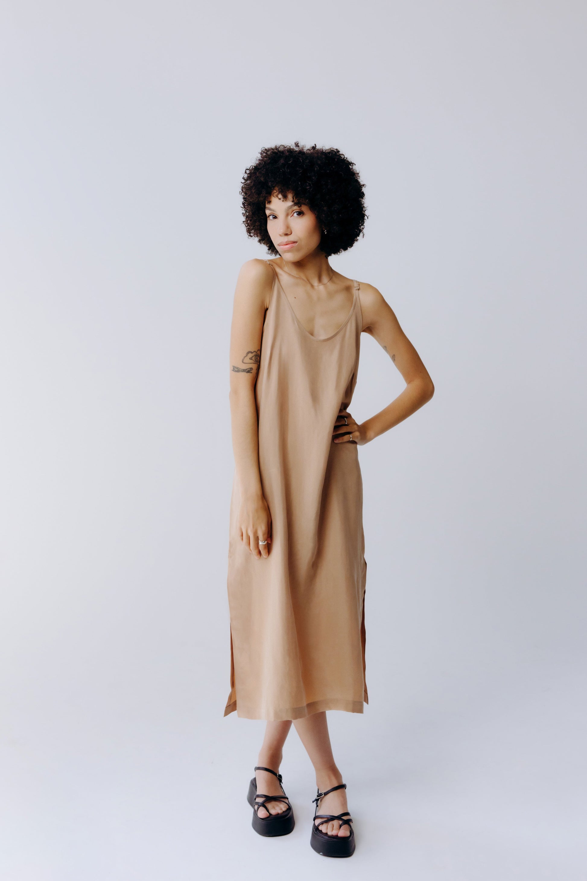 Washable Silk Midi Dress Sky / M/L