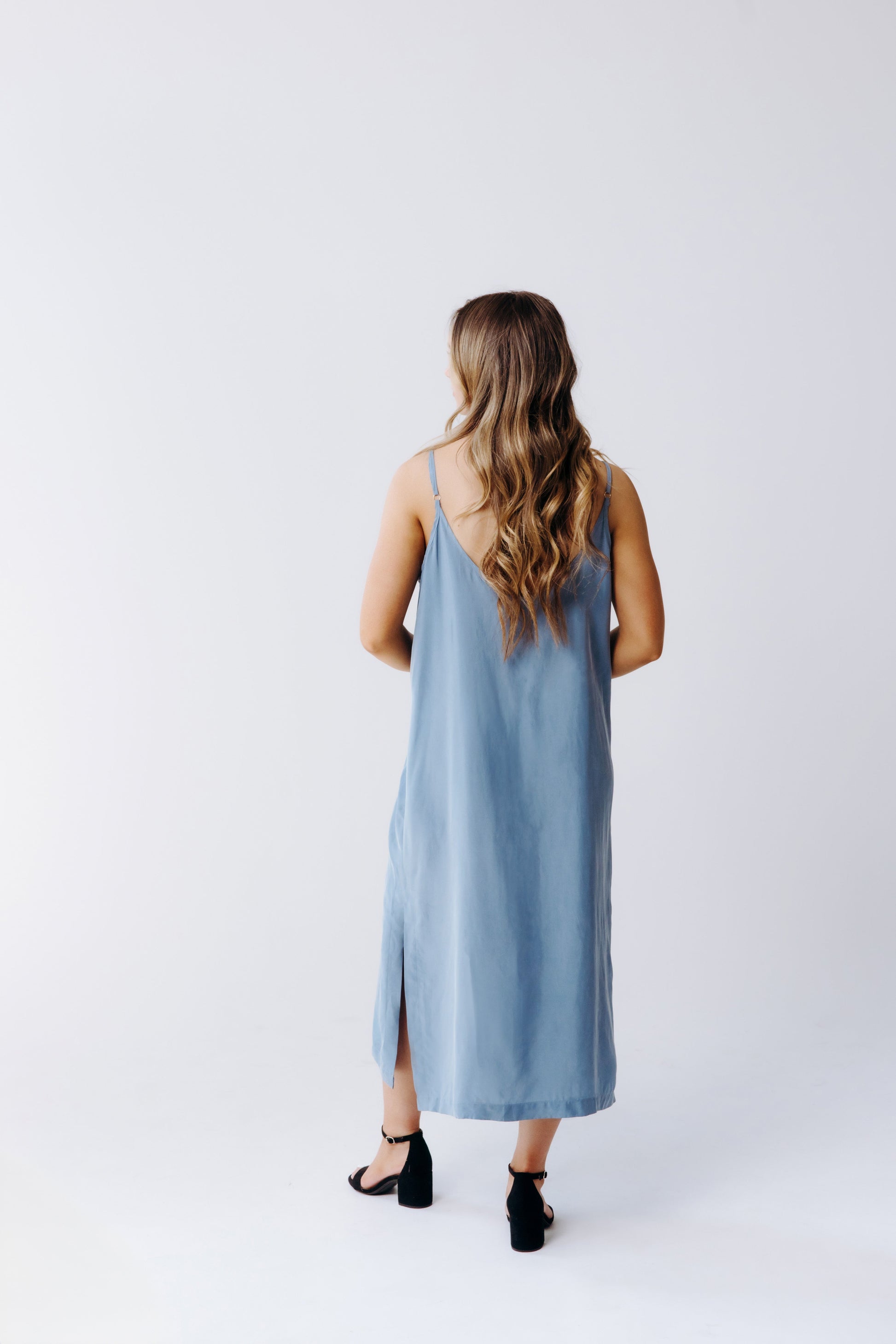 Washable Silk Midi Dress Sky / M/L
