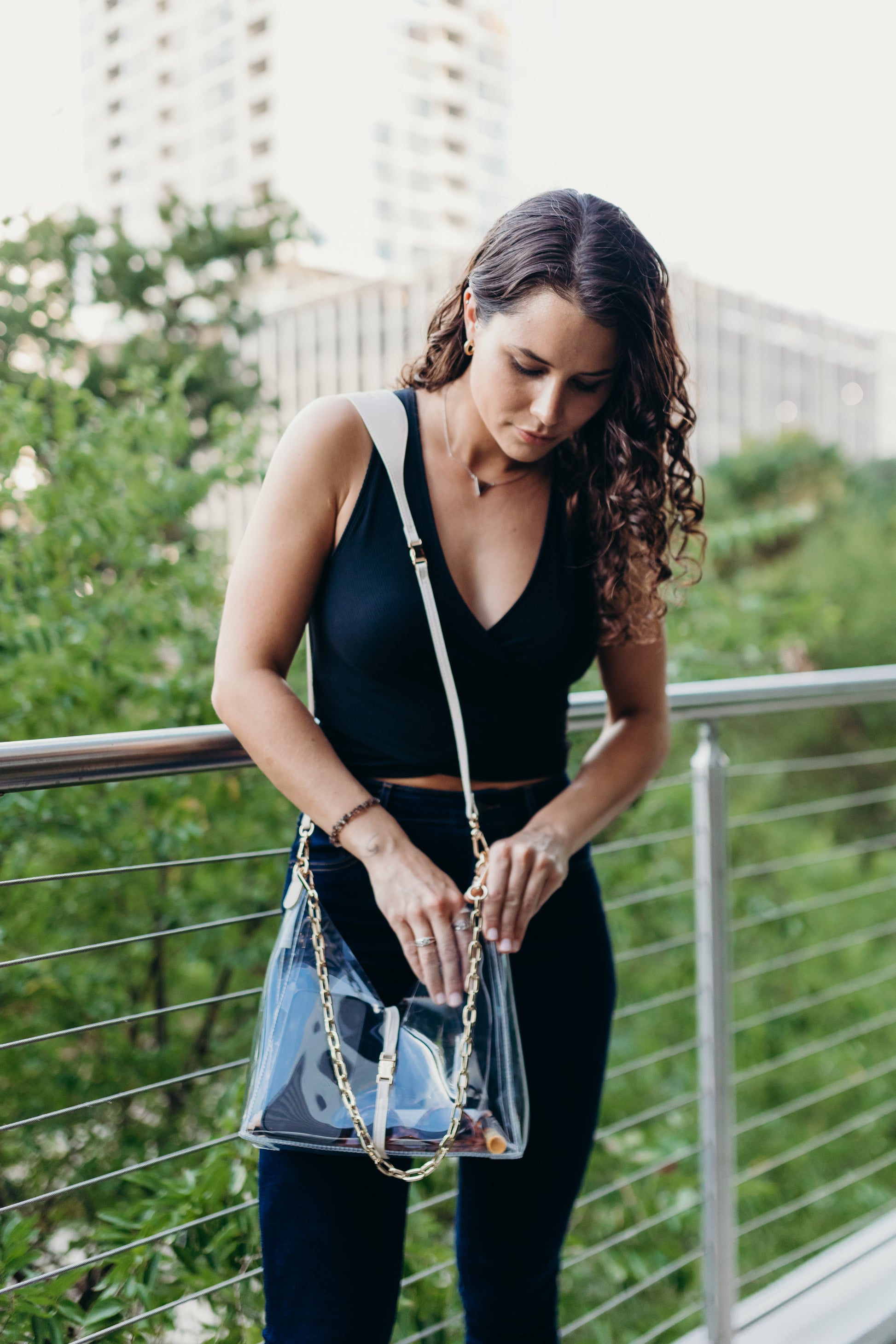 Small Clear Crossbody Bag Upcycled Webbed GG PREORDER