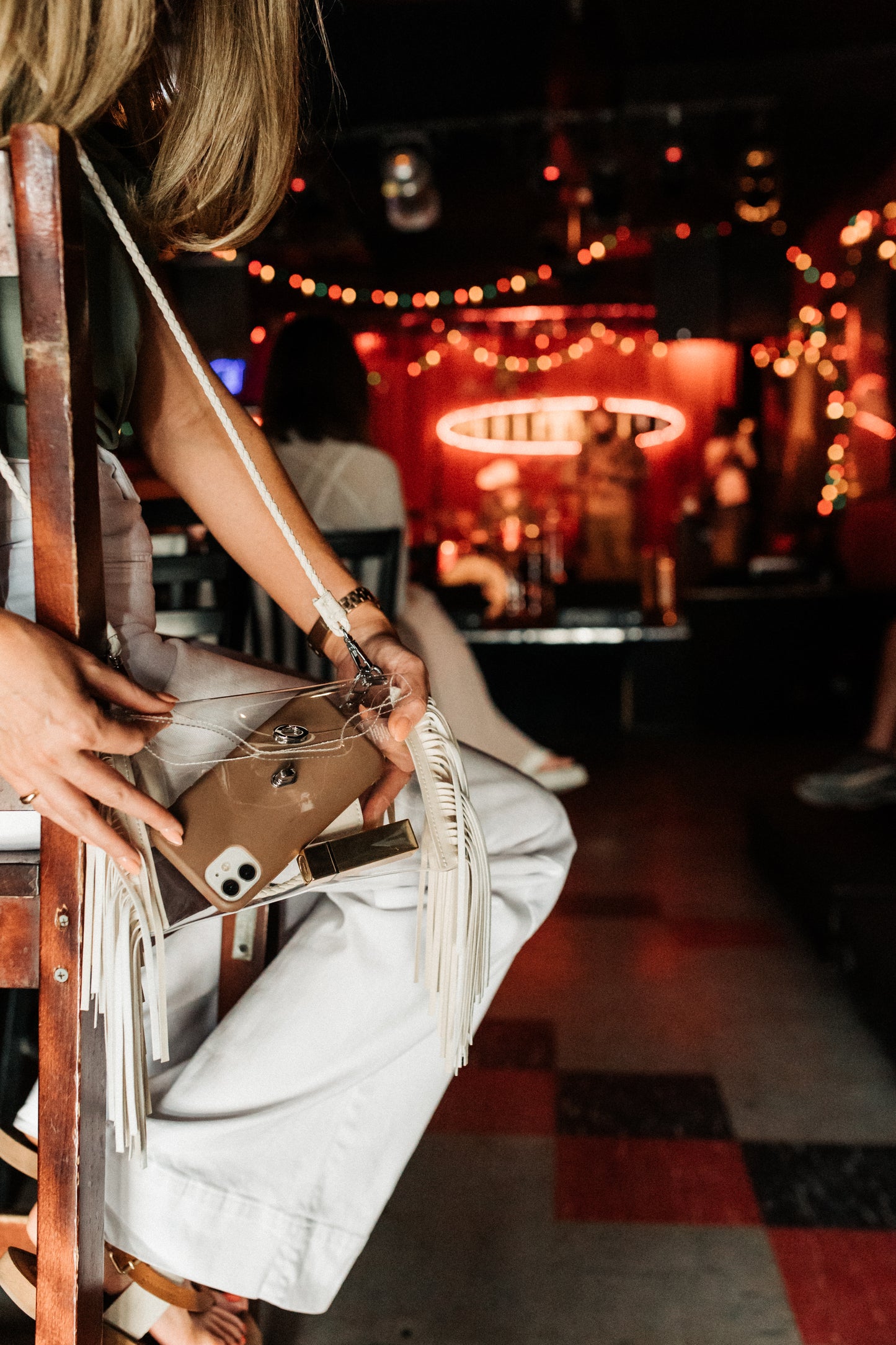 Clear Fringe Crossbody Purse for Live Events, Festivals, Stadiums by Margo Paige